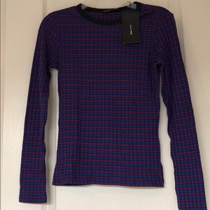 Zara knit top plaid blue size Small
